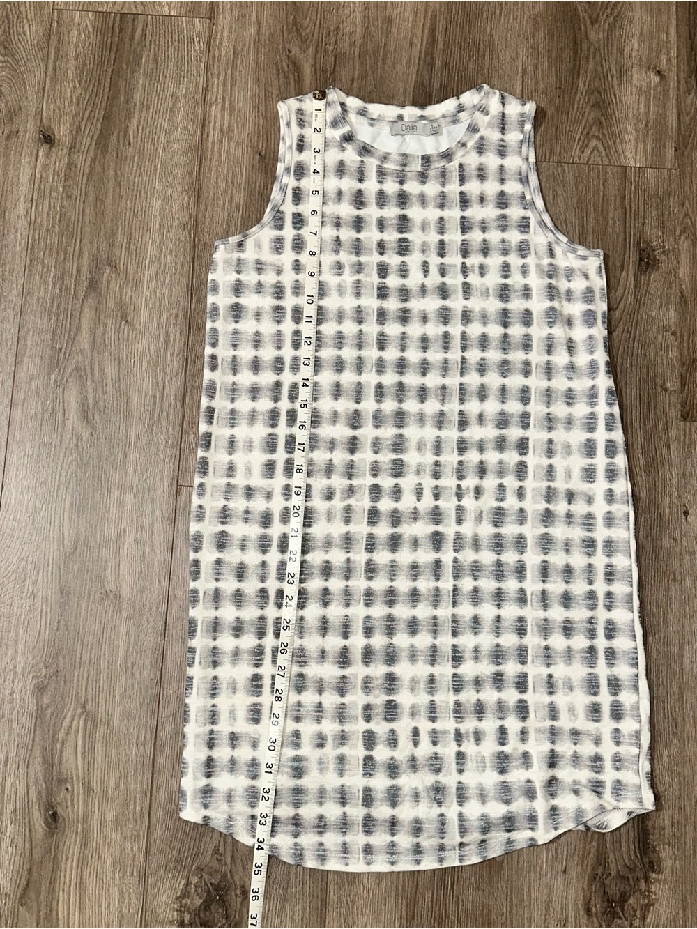 Sleeveless Mini Dress in White and Gray Grid NWOT - Picture 4 of 6